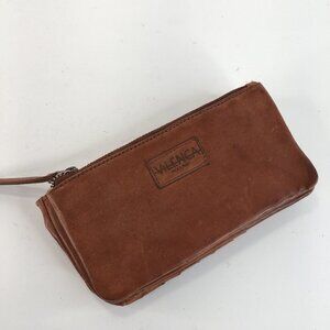 Vilenca Holland Brown Leather Wide Weave Woven Bi Fold Wallet